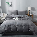 AveLom Dark Gray Duvet Cover Twin Size，2 Pieces Stripe Textured Soft Washed by AveLom
