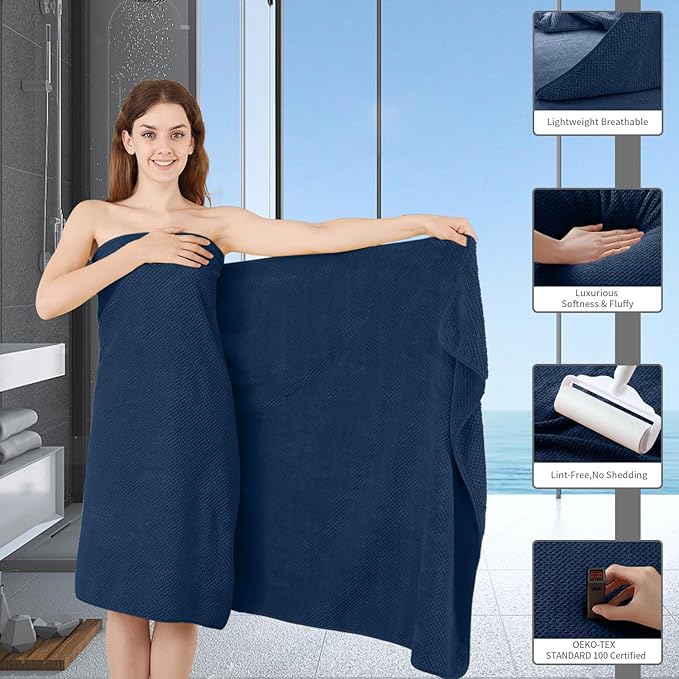 Bath Towel Set 4 Piece Oversized Bath Sheet 35"x70”Extra Large Bath Towel Soft - Image 4