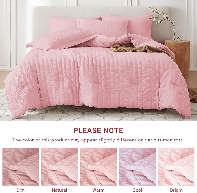 MUXHOMO 5 Pieces Twin XL Comforter Set, Seersucker Bed in a Bag Twin XL Size - Image 5