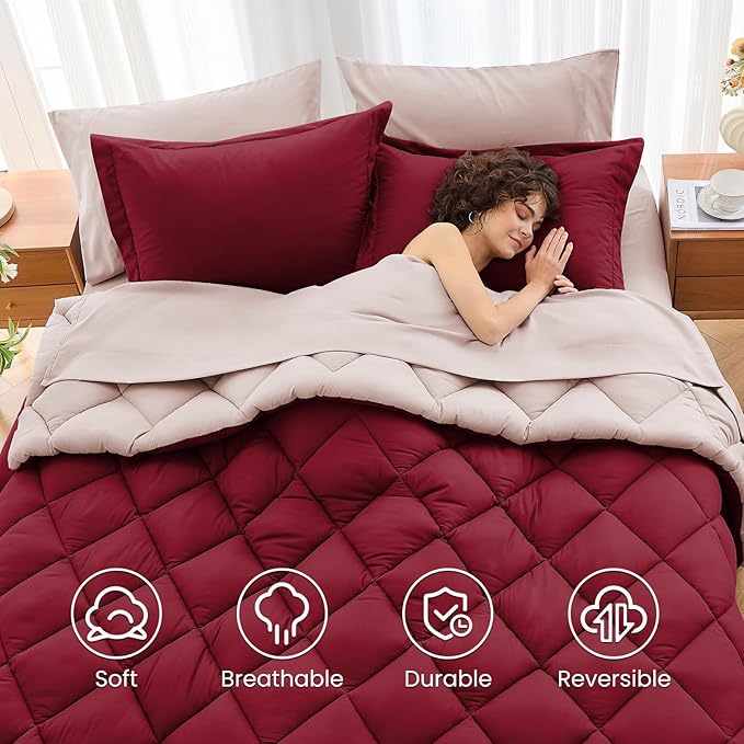 MUXHOMO 7 Pieces King Comforter Set, Reversible Bed in a Bag King Size - Image 6