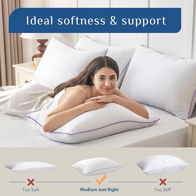 JOLLYVOGUE Pillows Queen Size Set of 6, Washable Supportive 6 Pack Bed Pillows - Image 6