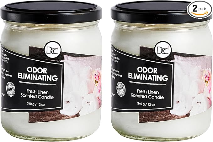 Fresh Linen Two Pack Odor Eliminating Highly Fragranced Candle by DiannesCustomCandles