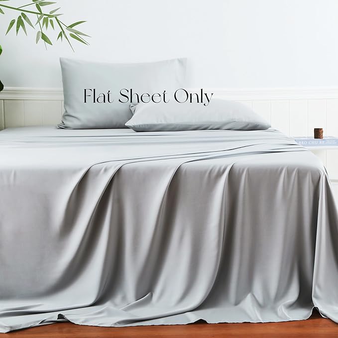 Bamboo Viscose Flat Sheets Only, 400 Thread Count Sateen Weave Queen Size Flat - Image 2