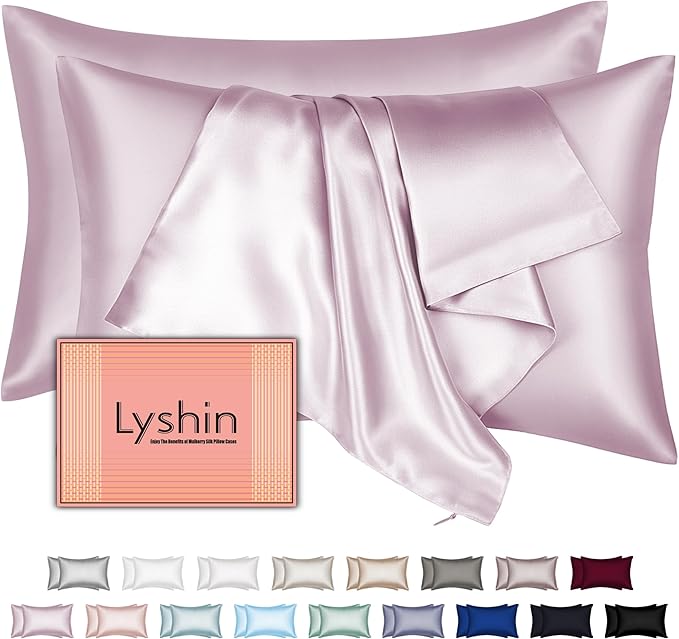 Silk Pillow Cases 2 Pack Queen Size by LYSHINSILKPILLOWCASES