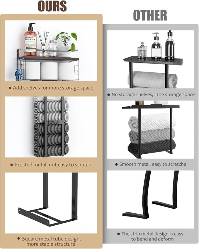 Large Towel Rack & Bathroom Towel Holder - Image 4