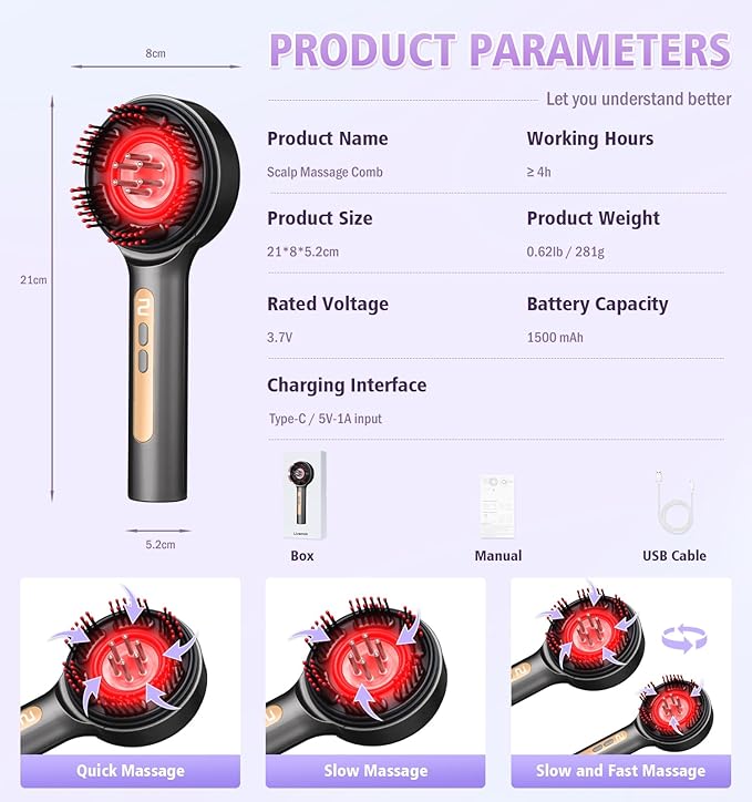 Electric Scalp Massager, 3-in-1 Hair Oil Applicator & Cordless Electric Head - Image 6