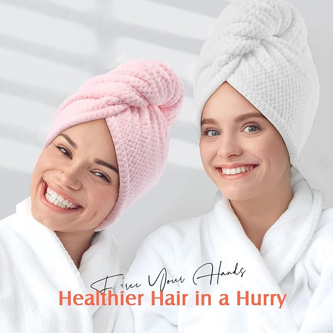 YFONG 2 Pack Microfiber Hair Towel Wrap - Image 7