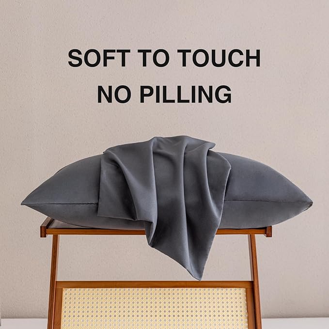 MINIPANDA Dark Gray Pillow Cases Standard Size Set of 4 - Image 5