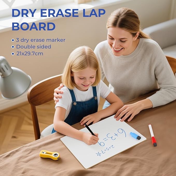 Nicpro 12 x 16 inches Lapboard Small Dry Erase Lap Board Double Sided with 3 Water-Based Pens Learning Mini Whiteboard Portable for Kid Student and Classroom Use