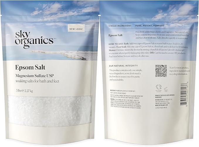 Sky Organics - Epsom Salt Bath Soak, 5 lbs - Magnesium Sulfate USP - 100% Pure - Image 8