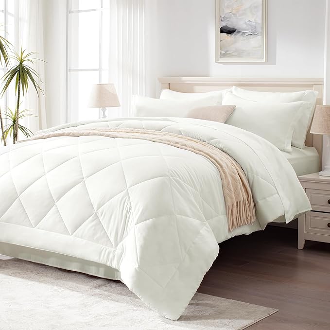 Love's cabin Twin XL Comforter Set Ivory, 5 Pieces Twin XL Bed in a Bag by Lovescabin