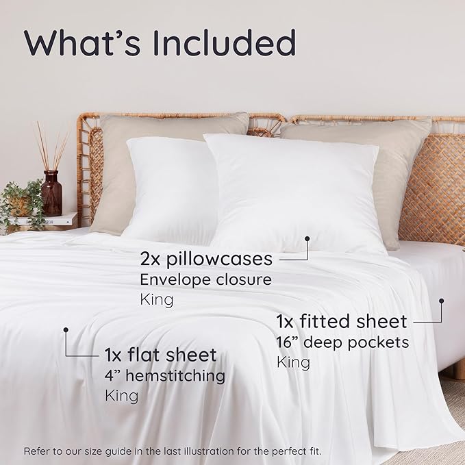 Bambaw King Sheets Set 4pcs – 100% Viscose Derived from Bamboo Sheets King Size - Image 2