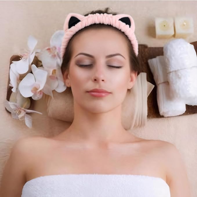 2 Pcs Cat Ears Headband, Cute Spa Headbands - Image 7