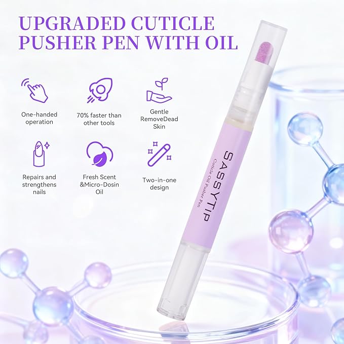 Ceramic Cuticle Pusher & Oil Pen, 2ml Rose/Lavender/Fragrance Free Scented Nail - Image 3