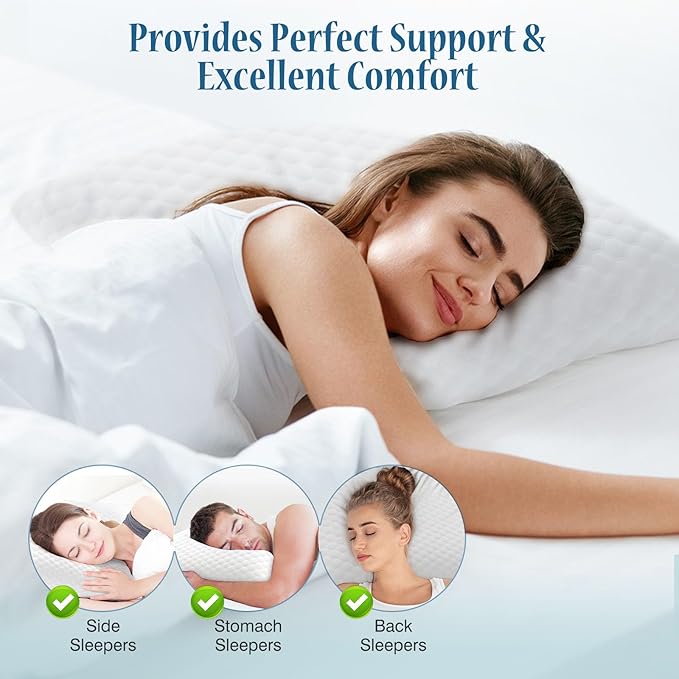 DUMOS Memory Foam Pillows for Sleeping 2 Pack, Bed Pillows for Adults - Image 6