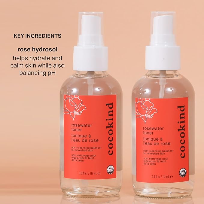 Rosewater Facial Toner by Cocokind, Double Cleanse, and Balance Skins pH - Image 3
