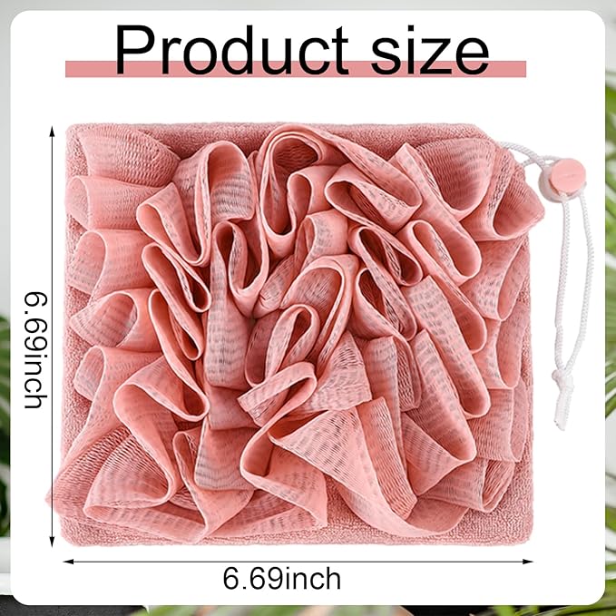 3 Pcs Washcloth Loofah Combo, 2 in 1 Bath Loofah Sponge - Image 6