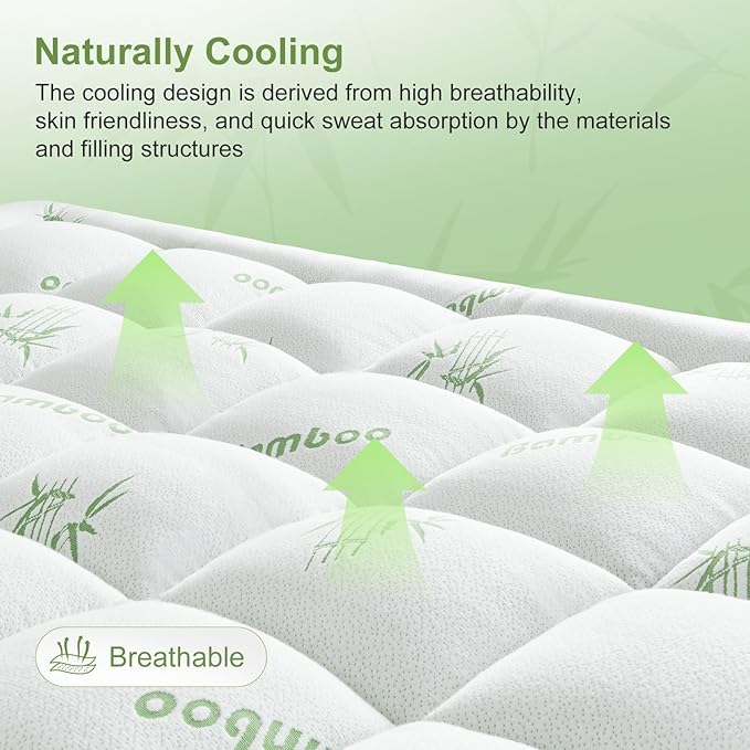 California King Size Mattress Topper Viscose Derived from Bamboo, Soft Thick - Image 3