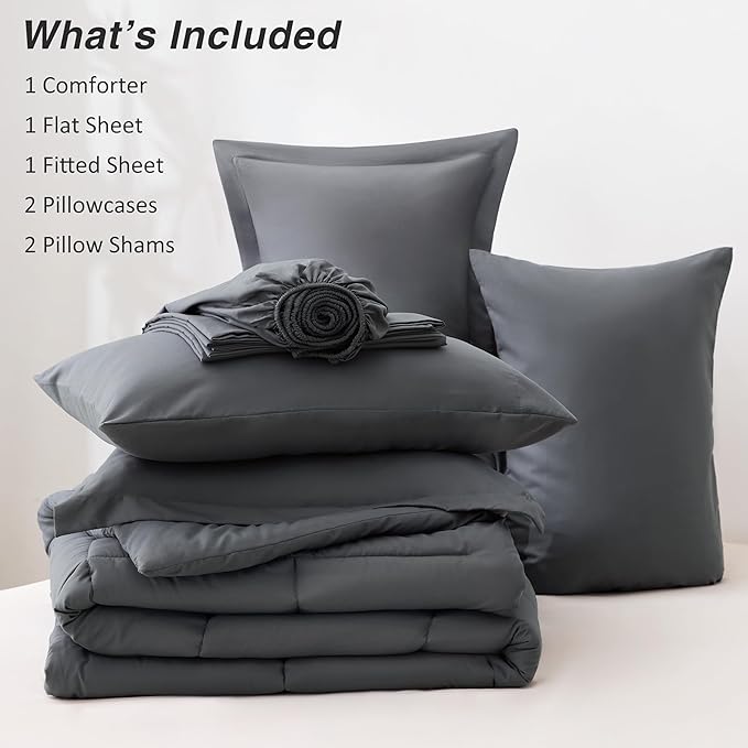 Love's cabin King Size Comforter Set Soot Grey, 7 Pieces King Bed in a Bag - Image 8