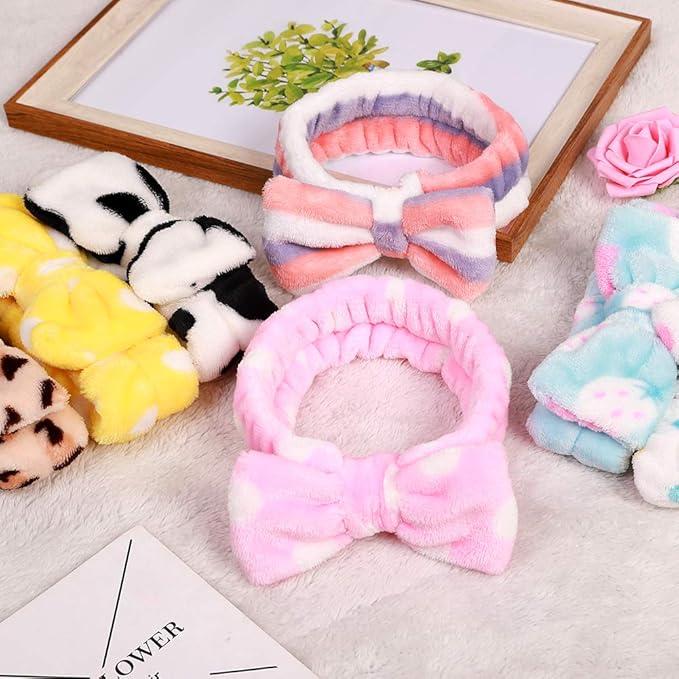 Hishexin 8 Pack Spa Headbands for Women, Soft Bow Skincare Headband for Washing - Image 6