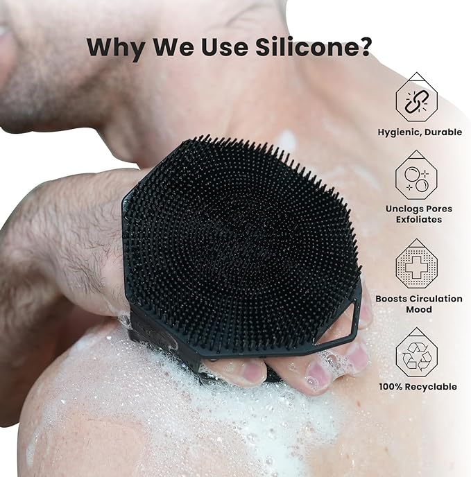 iTokGoK® Premium Silver-Infused Dual-Sided Design 2-in-1 Silicone Body Scrubber - Image 3