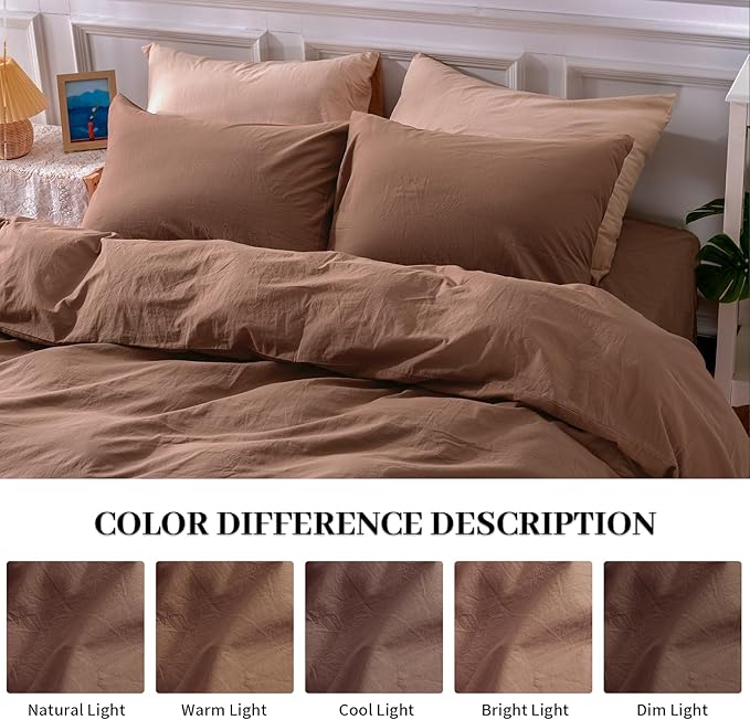 NEXHOME PRO Duvet Cover Set 100% Washed Cotton California King 104"x98" - Image 3