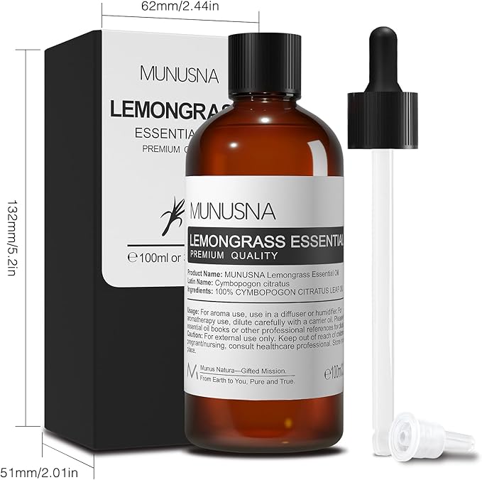Lemongrass Essential Oil, 100% Natural & Pure Lemongrass Oil 100ML, Premium - Image 9