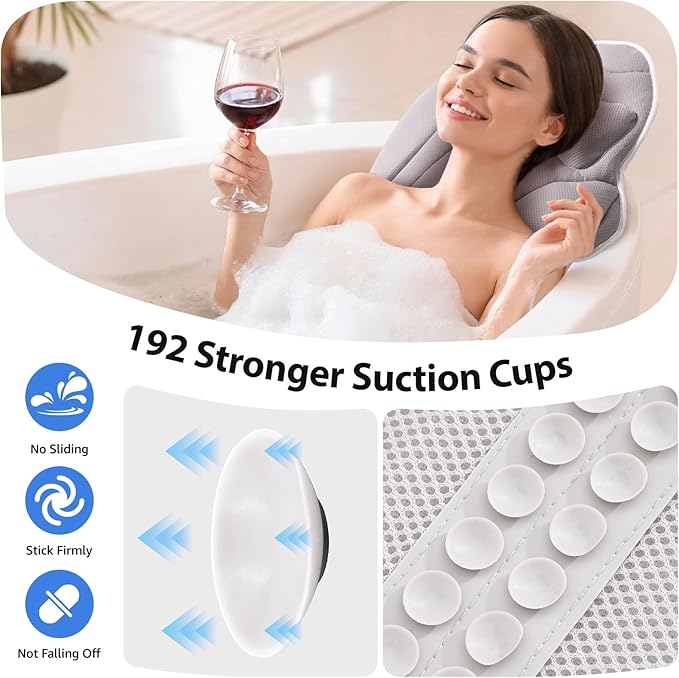 Full Body Bath Pillow for Bathtub, Thick 5D Air Mesh Luxury Spa Tub Cushion - Image 4