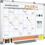 MAKELLO Dry Erase Calendar for Wall 24" x 18", Whiteboard Calendard with Cork Board for Office, Home, School, Family, Kitchen and Bedroom