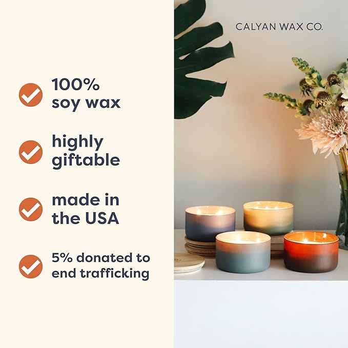 Calyan Wax Co. Piñon & Woods 3 Wick Scented Candle - Image 3