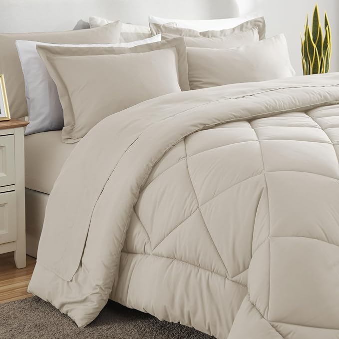 CozyLux Oversized King Comforter Set Beige - Image 4