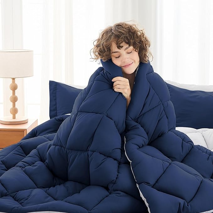 MUXHOMO 7 Pieces Oversized King Comforter Set, Reversible Bed in a Bag - Image 2