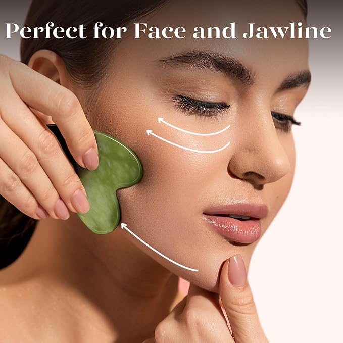 BAIMEI Rose Quartz Roller Set & Xiuyan Jade Gua Sha – Face Massager Tool and - Image 6