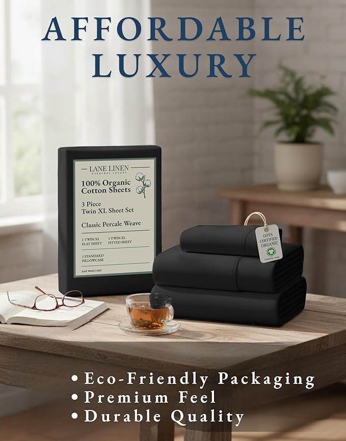 LANE LINEN 100% Organic Cotton Bed Sheets Extra Long Twin, Soft & Comfy Fully - Image 8