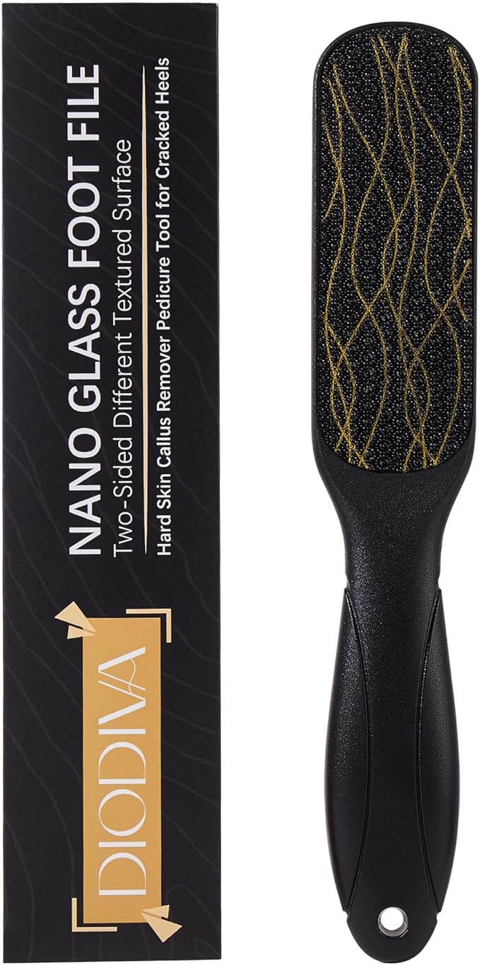 Nano Glass Foot File, Double-Sided Foot Callus Remover Feet Scrubber Hard & by Diodiva