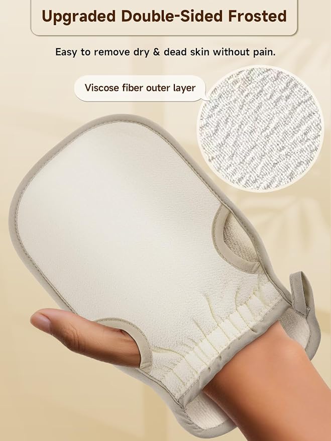 2 Packs Exfoliating Glove Machine Washable Korean Body Scrubber 100% Vegan - Image 3