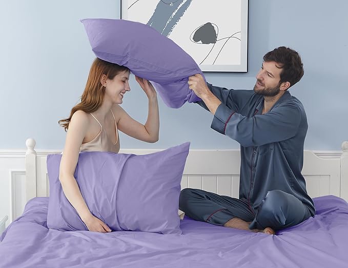 Pillow Cases, King Size Cotton Percale Weave Pillowcases, Pre-Shrunk Breathable - Image 2