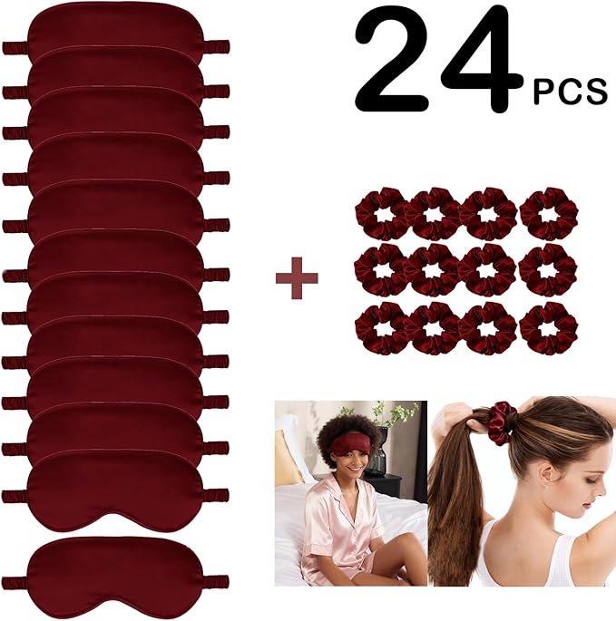 24Pcs Satin Eye Mask Silk Sleep Masks Silky Eyes Cover Blackout Blindfold - Image 2