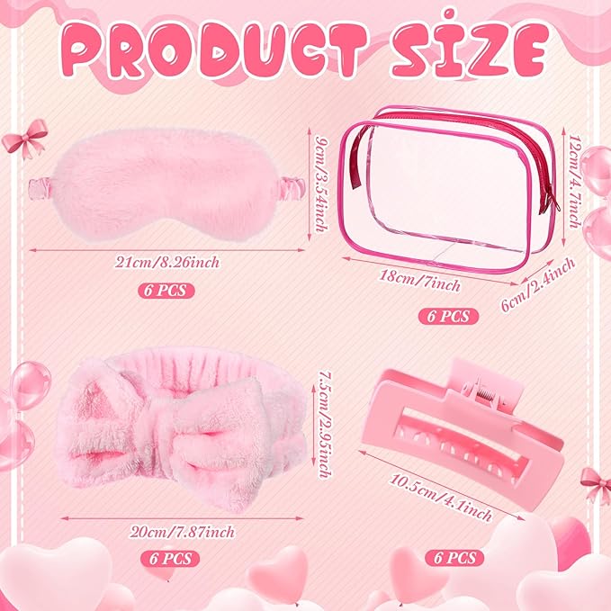 Hoteam 24 Pcs Spa Party Favors Supplies 6 Spa Headband 6 Plush Sleep Eye Mask 6 - Image 2
