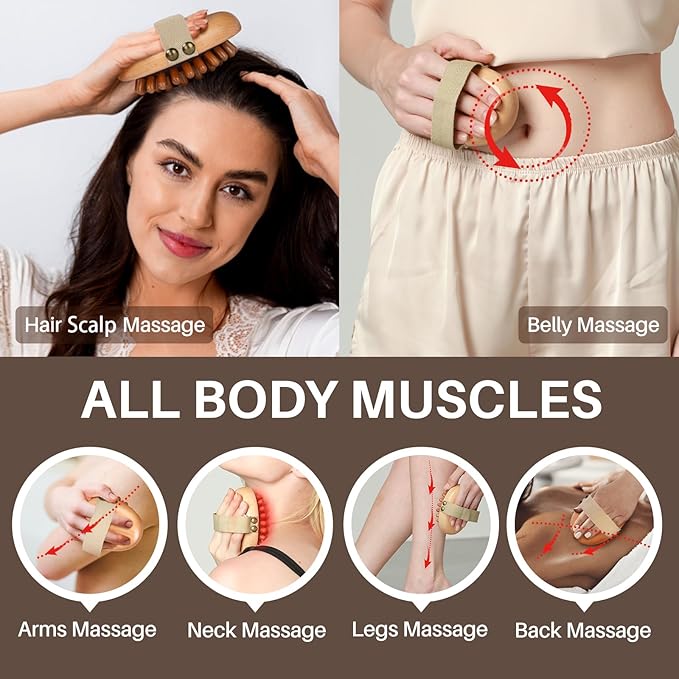 Wood Therapy Massage Tool for Belly Fat, Wooden Meridian Massage Body Brush for - Image 2