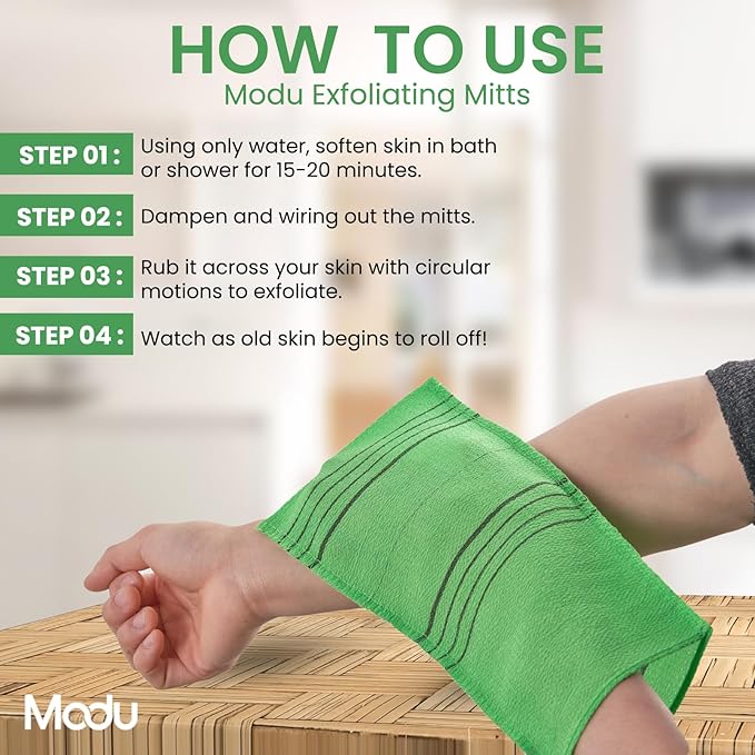 Modu Korean Exfoliating Mitts Large 5PCS – Exfoliating Gloves Body Scrubber - Image 3