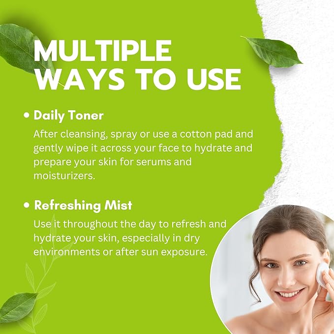 Green Tea Face Mist with Cucumber, Matcha Facial Toner Spray Hyaluronic Acid - Image 5