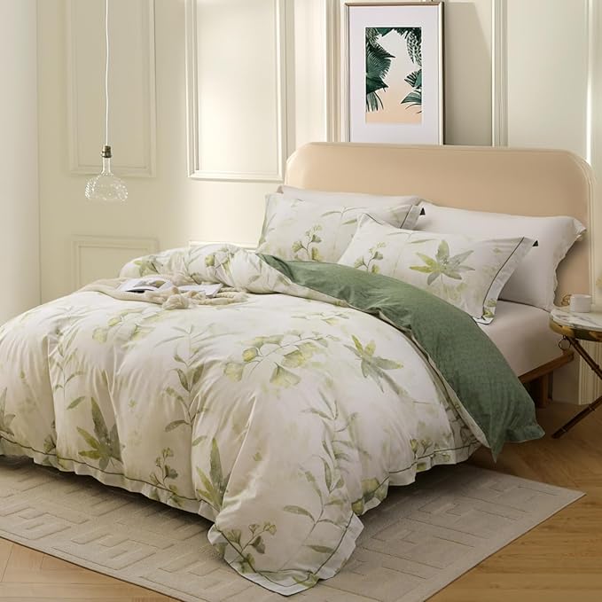 OAITE Duvet Cover Set Queen Size Floral Pattern 500 Thread Count Ultra Soft - Image 2