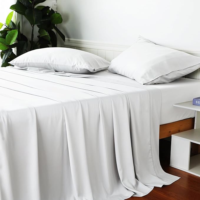 Bamboo Viscose Flat Sheets Only, 400 Thread Count Sateen Weave Cal King Size - Image 7