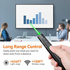 Wireless Presentation Clicker PowerPoint Presenter Remote: Rechargeable Green Laser Pointer Clickers for Computer/Mac/PPT/Slideshow/Google Slide Advancer
