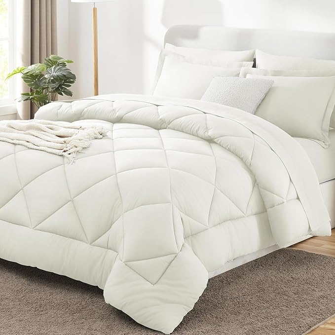 CozyLux Full Size Comforter Sets Ivory by CozyLux