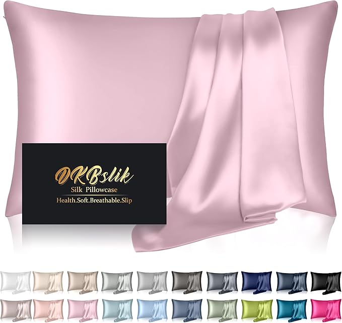 Silk Pillowcase for Hair and Skin, Mulberry Silk Pillow Cases Queen Size by HOME