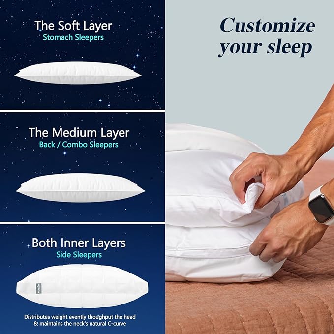 Nuzzle Pillows Queen Size Set of 2 Cooling Adjustable Pillows - Image 4