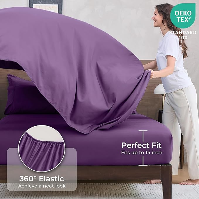 HEVUMYI Grape Purple California King Comforter Set - Image 5