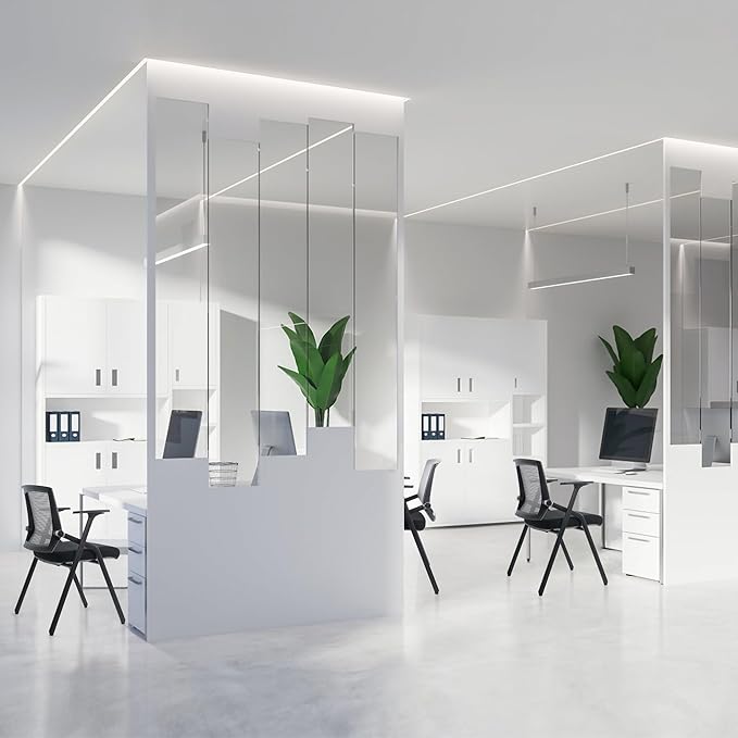 BLANEDUO, 16 Pack Conference Room Chairs, Folding Office Desk Chair with Lumbar Support and Sliding Armrest, Stackable Office Guest Chairs & Reception Chairs